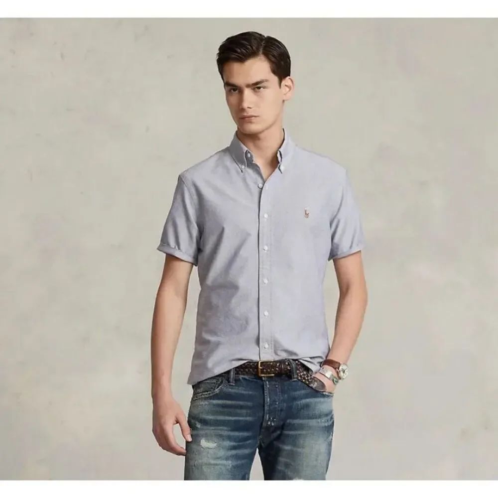 Polo Ralph Lauren NWT Classic-Fit Short-Sleeve Oxford Shirt Grey XLT